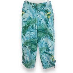Tommy Bah Tropical Print Silk Cropped Pants size 2